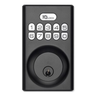 Qolsys IQ Lock-PG Push Button Deadbolt, Matte Black
